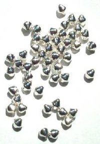 50 5mm Bright Silver Plated Smooth Bicone Beads